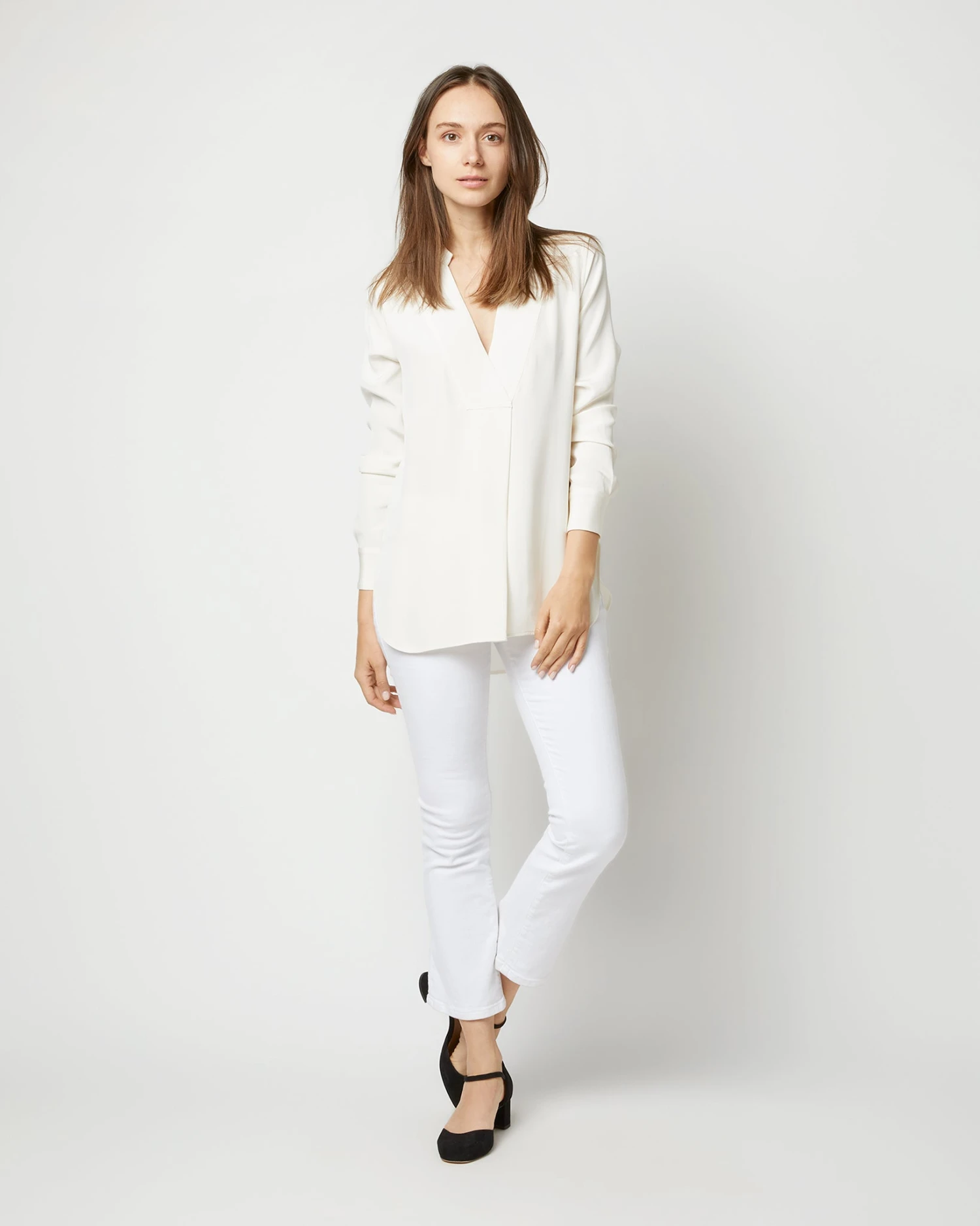 Nyala Blouse In Ivory Silk Crepe De Chine - Image 2