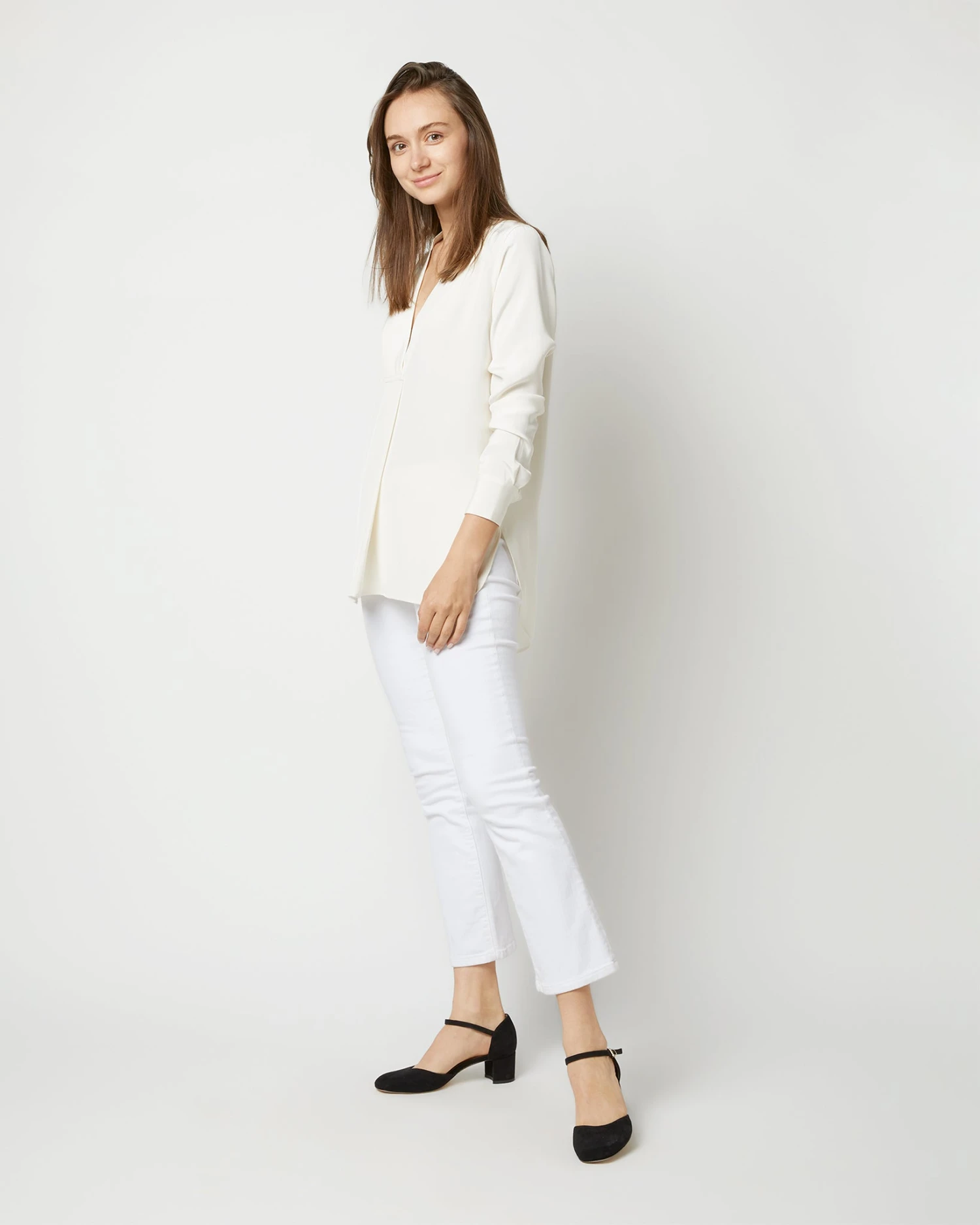 Nyala Blouse In Ivory Silk Crepe De Chine - Image 4