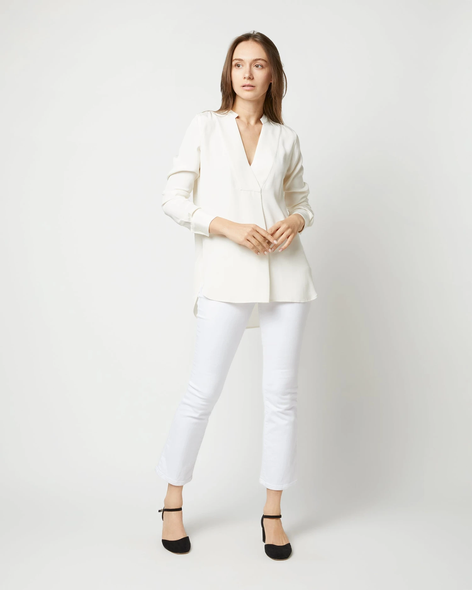 Nyala Blouse In Ivory Silk Crepe De Chine - Image 7