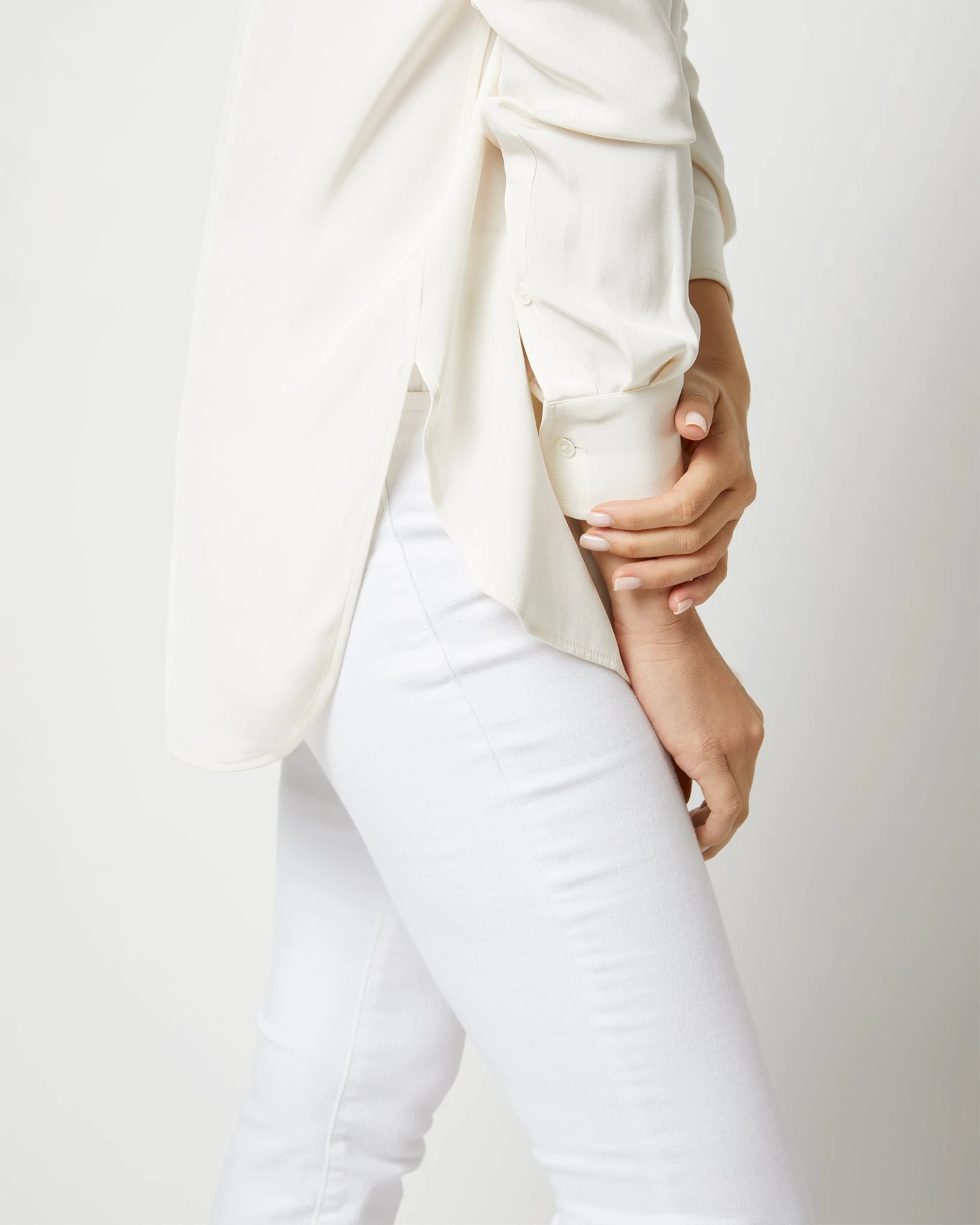 Nyala Blouse In Ivory Silk Crepe De Chine - Image 9