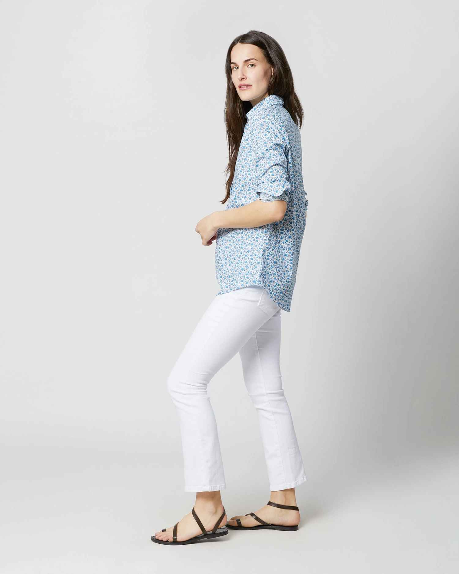 Tomboy Popover Shirt In Blue Multi Canyon Clover Liberty Fabric - Image 5