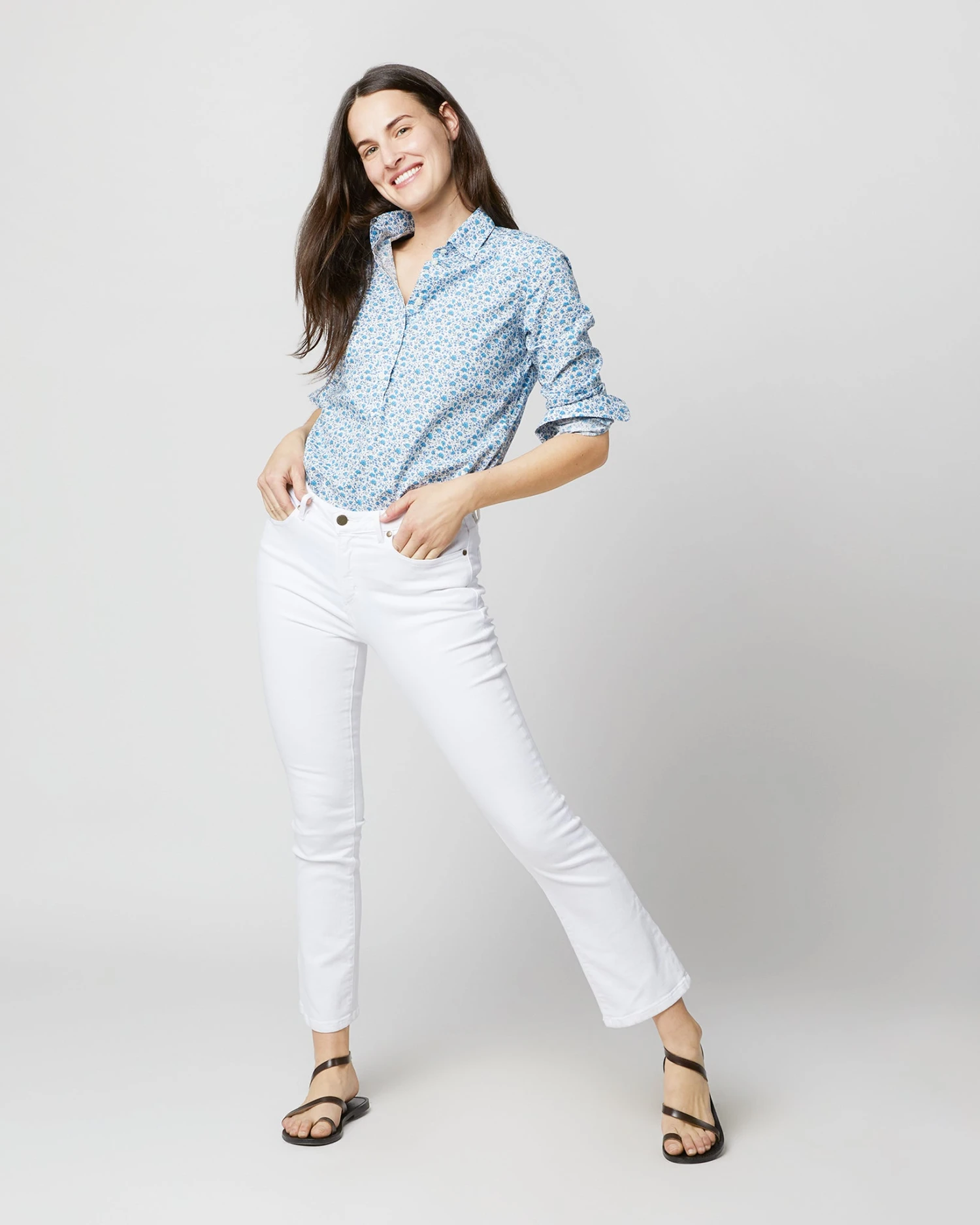 Tomboy Popover Shirt In Blue Multi Canyon Clover Liberty Fabric - Image 4