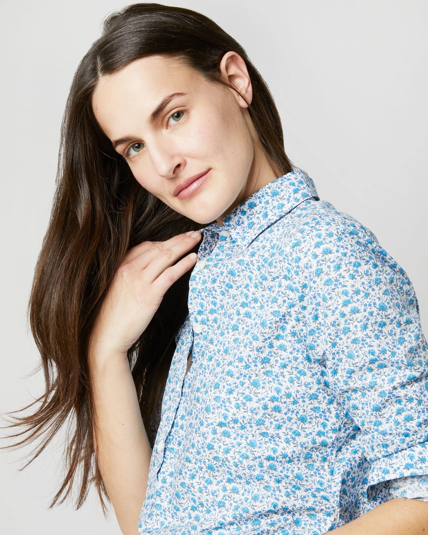 Tomboy Popover Shirt In Blue Multi Canyon Clover Liberty Fabric - Image 3