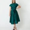 Gianna Dress In Peacock Silk Shantung