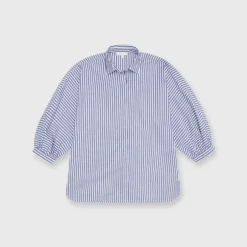 Volume Kimono Shirt In Blue/White Stripe Chambray
