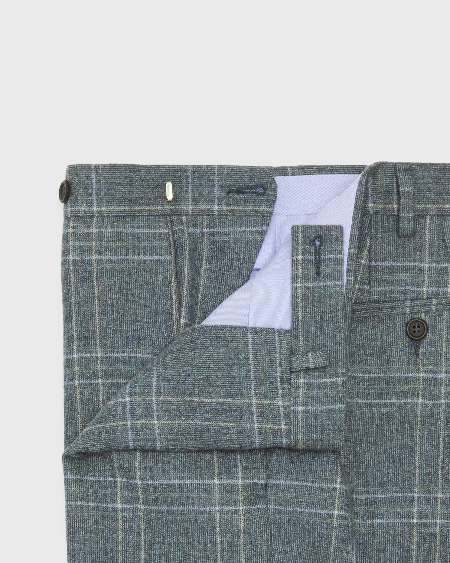 Dress Trouser In Grey/Lovat Mix Plaid Flannel - Image 3