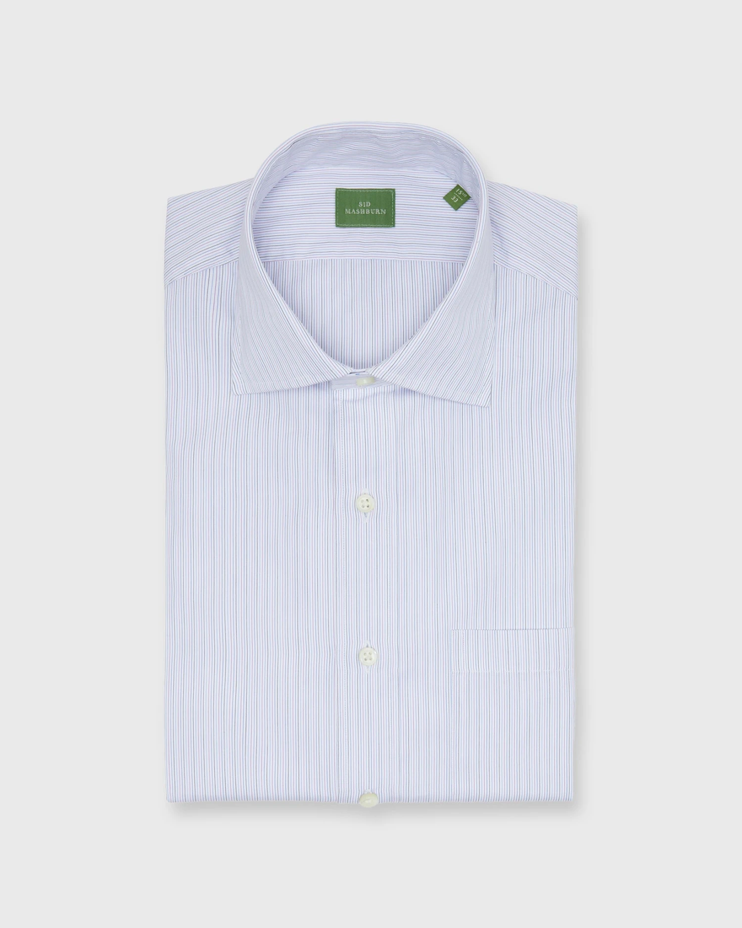 Spread Collar Dress Shirt In Pink/Blue/Olive Hairline Stripe Poplin