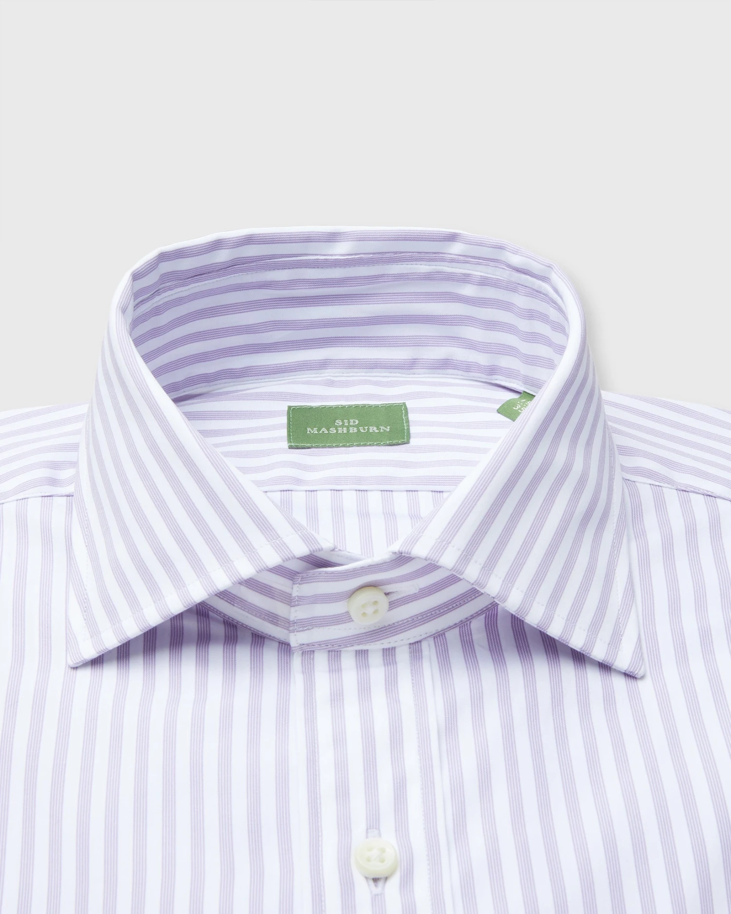 Spread Collar Dress Shirt In Lavender Multi Stripe Poplin - Image 2