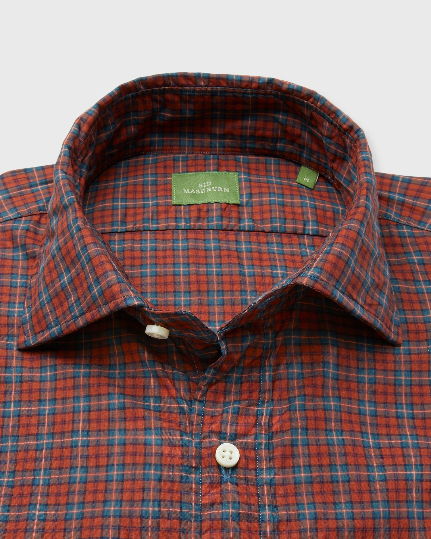 Spread Collar Sport Shirt In Sunset/Wintergreen Check Poplin - Image 2