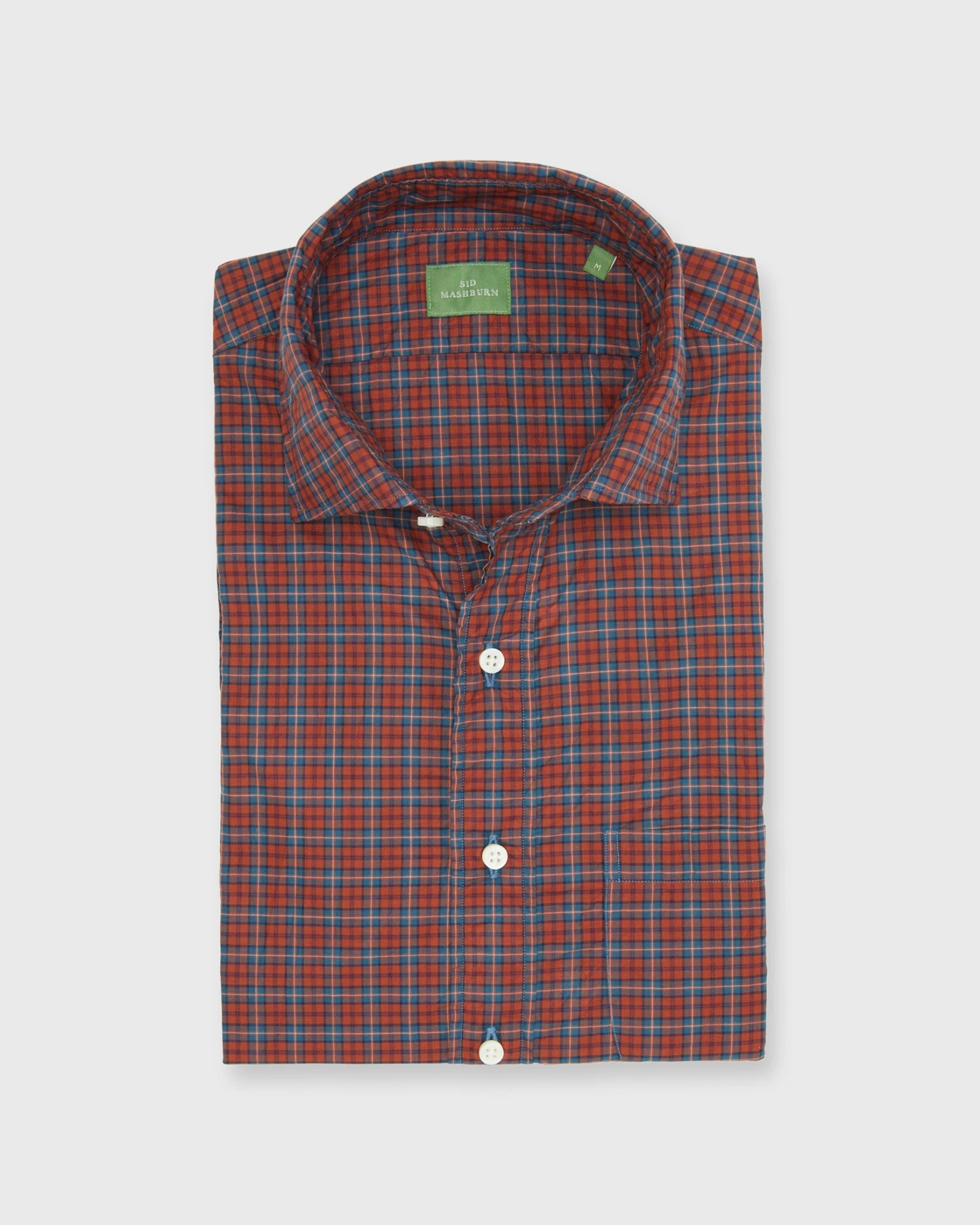 Spread Collar Sport Shirt In Sunset/Wintergreen Check Poplin