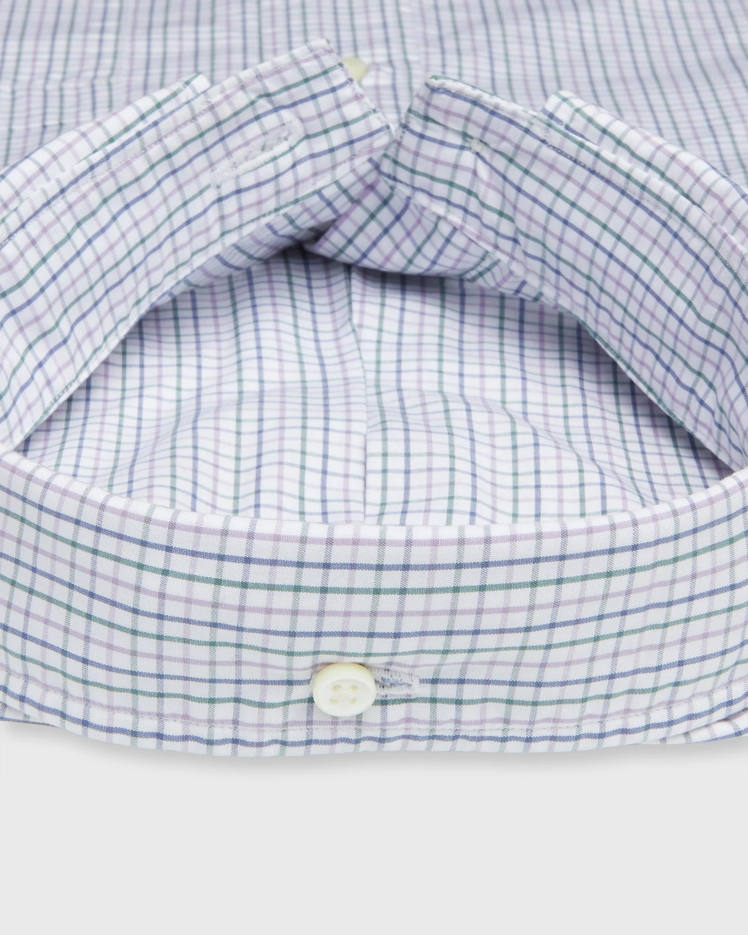 Button-Down Sport Shirt In Lavender/Navy/Forest Tattersall Poplin - Image 3