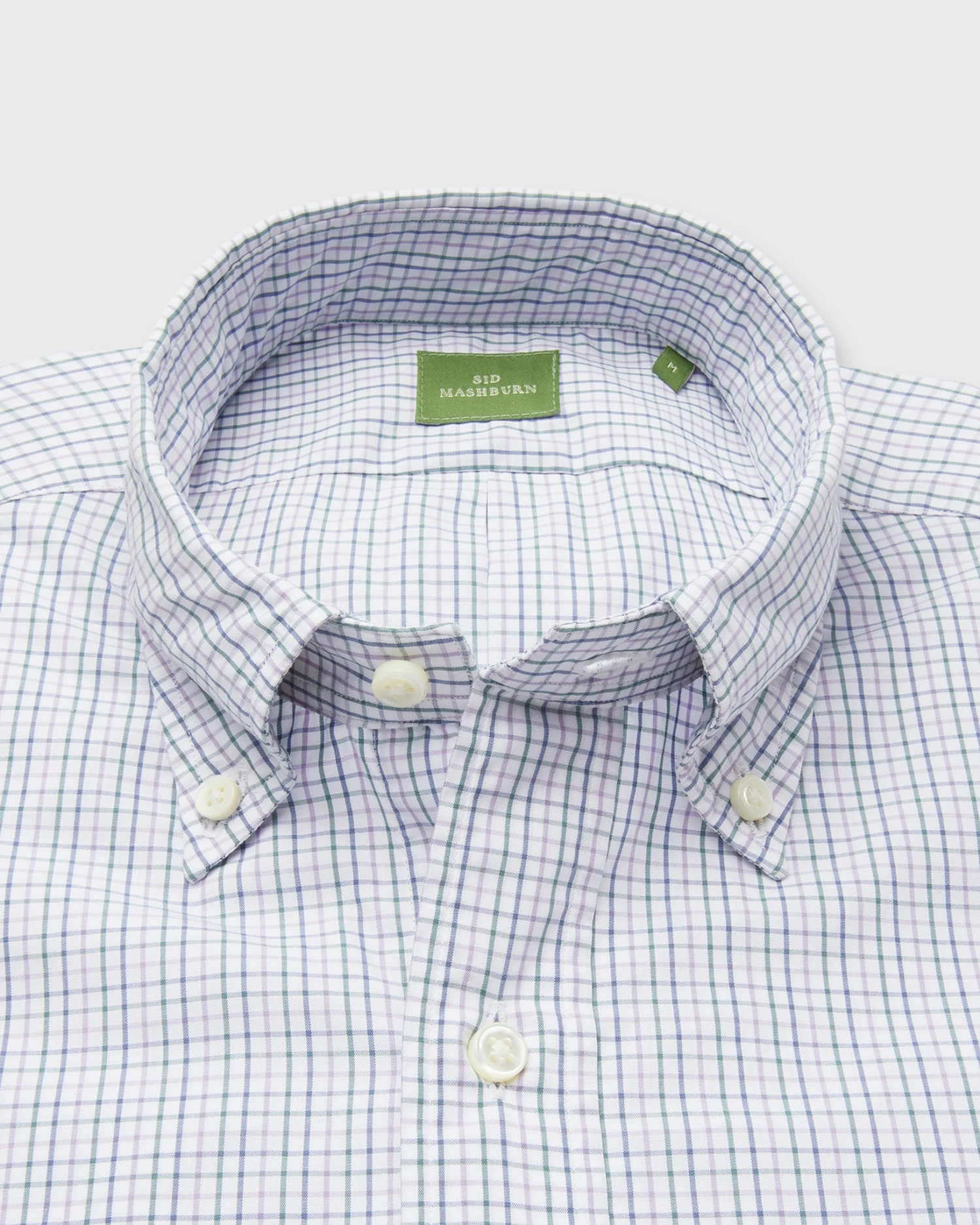 Button-Down Sport Shirt In Lavender/Navy/Forest Tattersall Poplin - Image 2