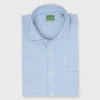 Spread Collar Sport Shirt In Sky Gingham Brushed Twill