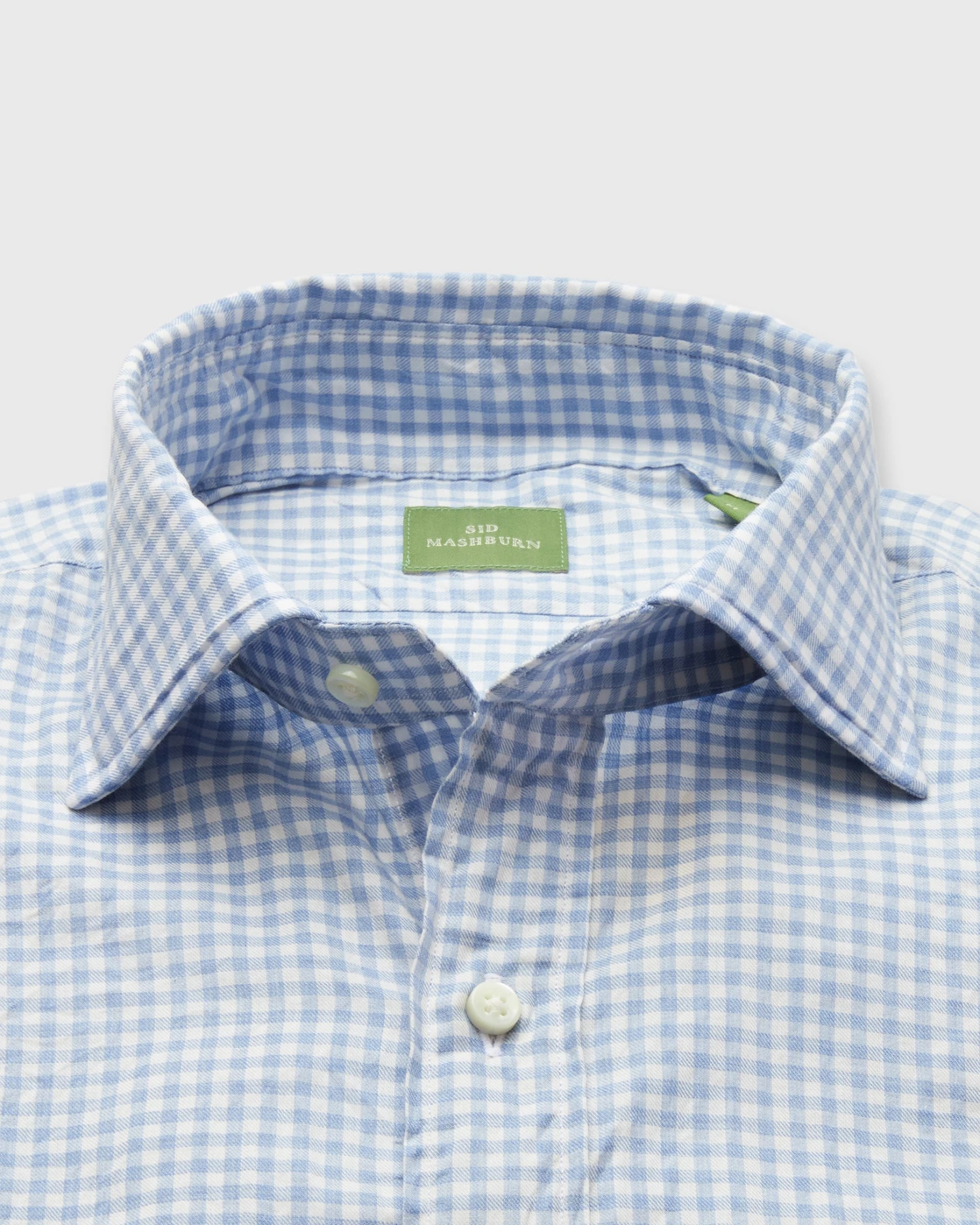 Spread Collar Sport Shirt In Sky Gingham Brushed Twill - Image 2