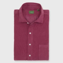 Spread Collar Sport Shirt In Mulberry Corduroy