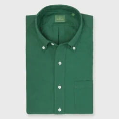 Button-Down Sport Shirt In Green Oxford