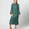 Flicker Dress In Sfere Grandi Verde Twill Silk