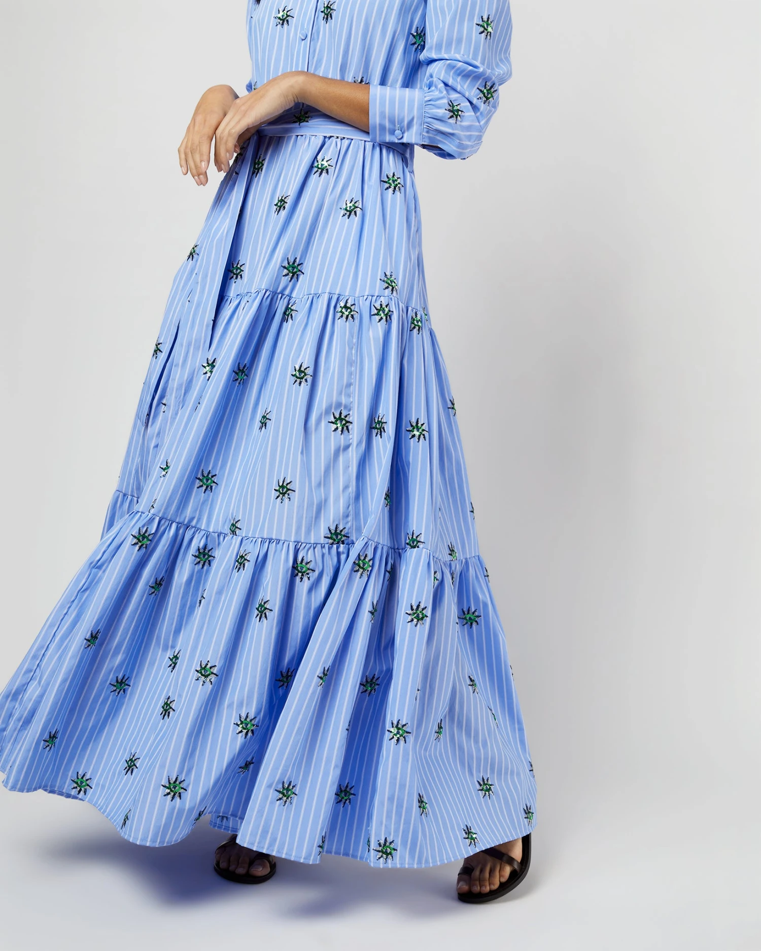 Bellini Dress In Third Eye Embroidered Popeline - Image 3