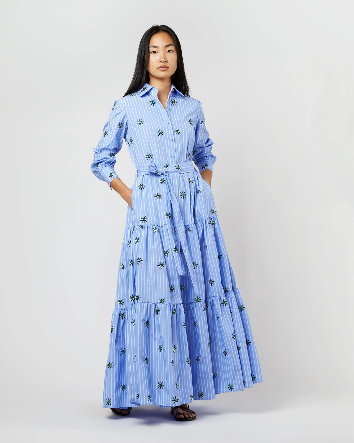 Bellini Dress In Third Eye Embroidered Popeline