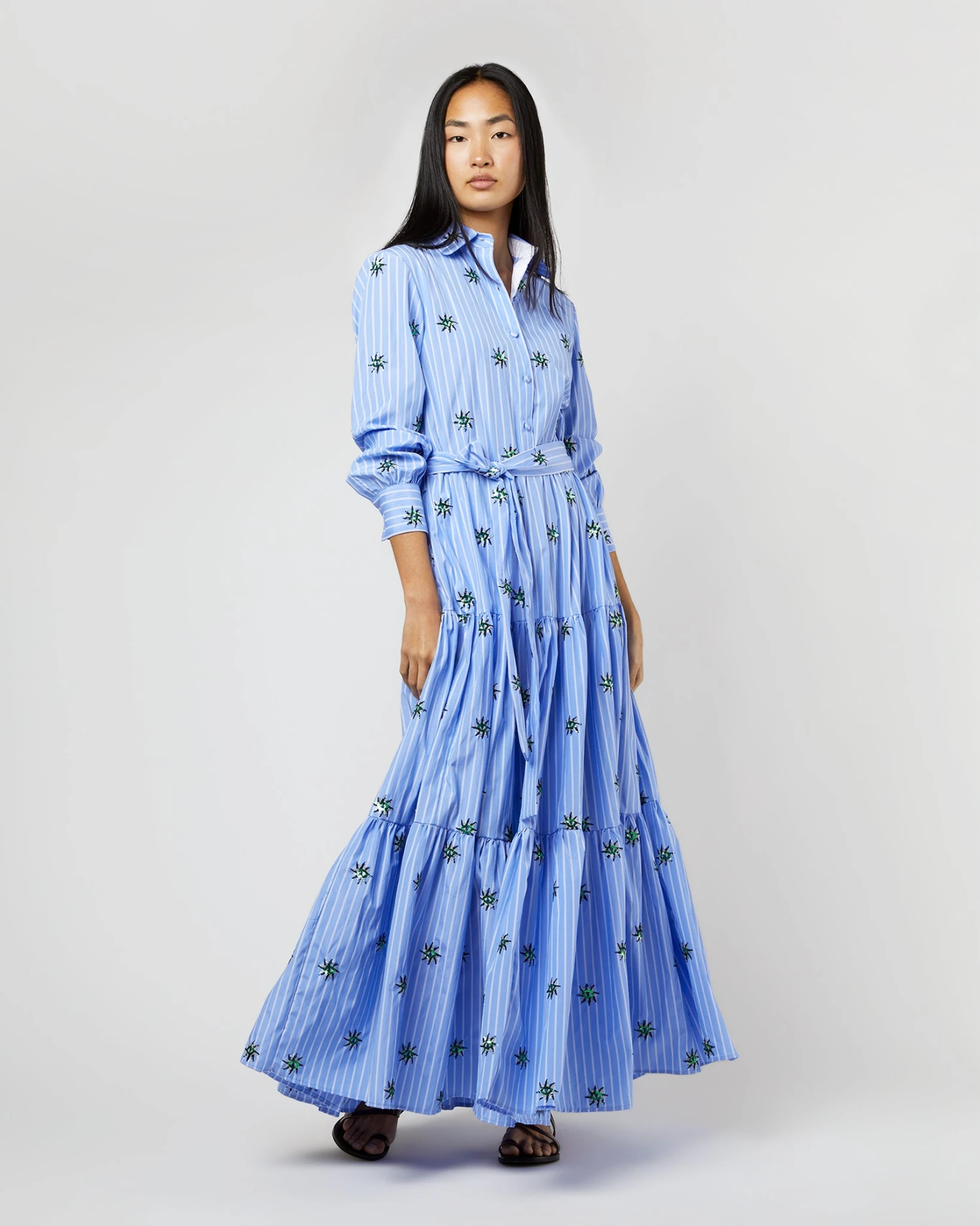 Bellini Dress In Third Eye Embroidered Popeline - Image 4