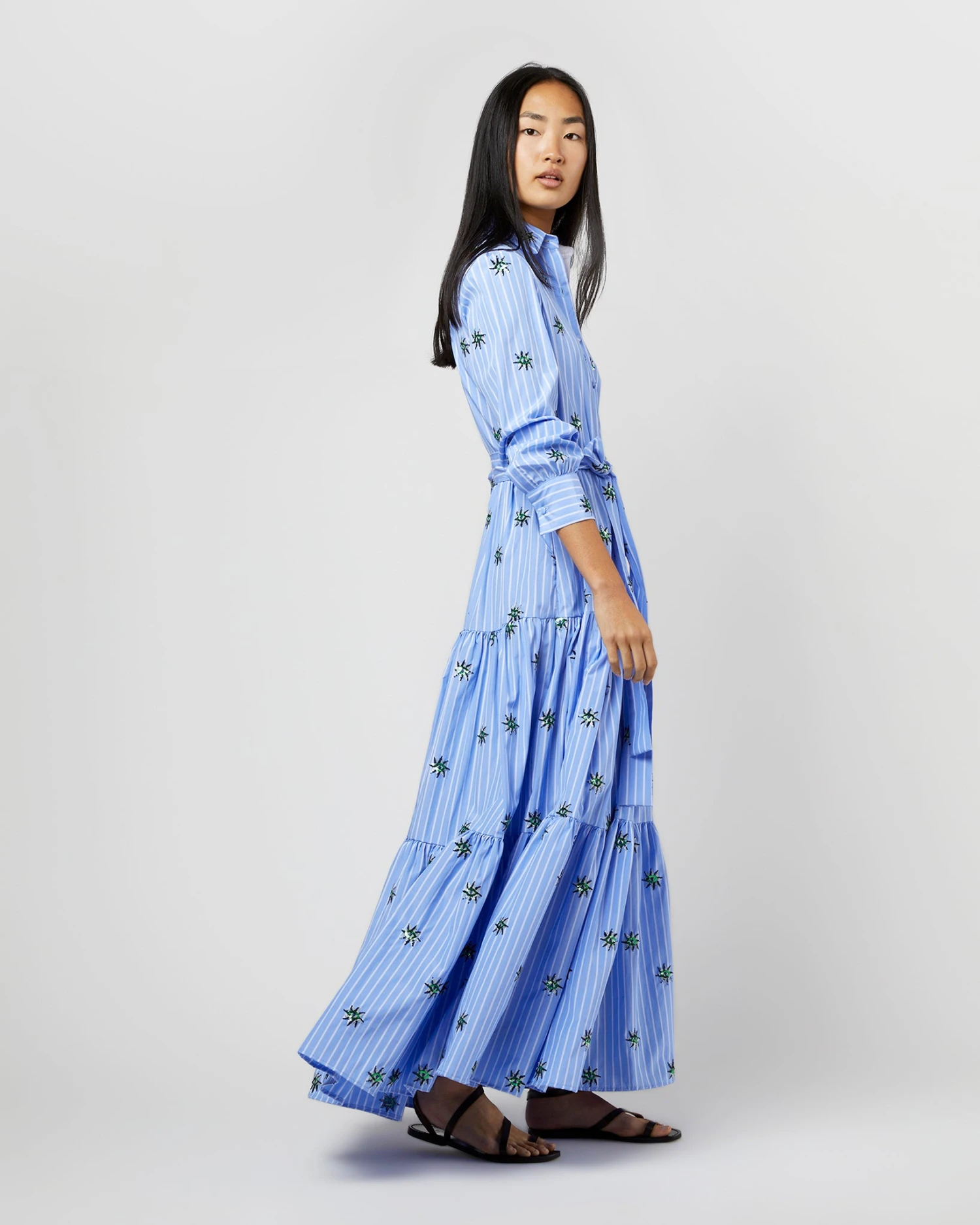 Bellini Dress In Third Eye Embroidered Popeline - Image 5