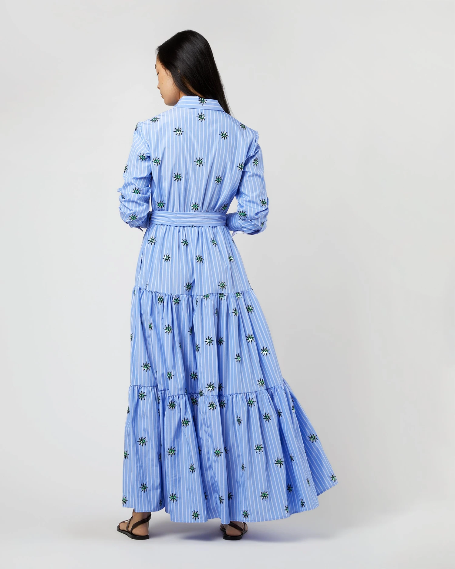 Bellini Dress In Third Eye Embroidered Popeline - Image 6