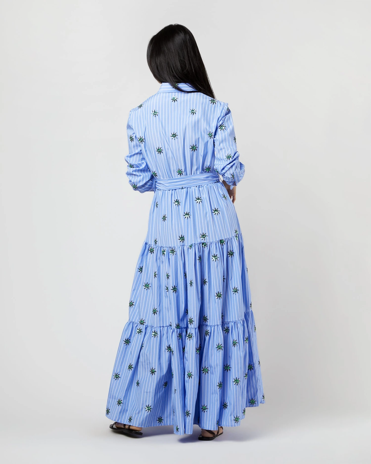 Bellini Dress In Third Eye Embroidered Popeline - Image 7