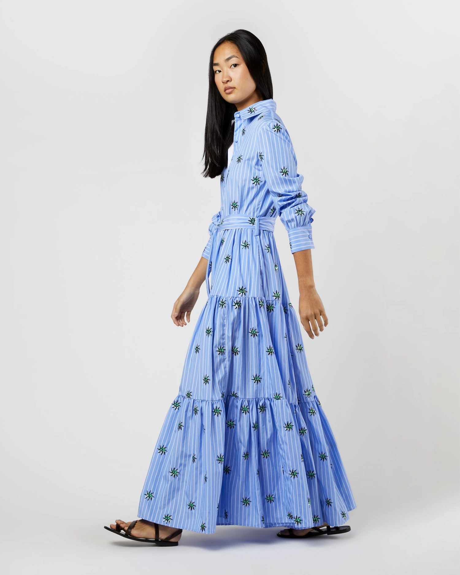 Bellini Dress In Third Eye Embroidered Popeline - Image 8