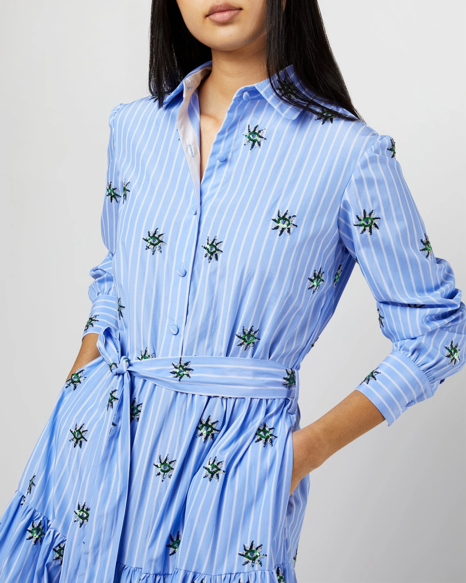 Bellini Dress In Third Eye Embroidered Popeline - Image 2