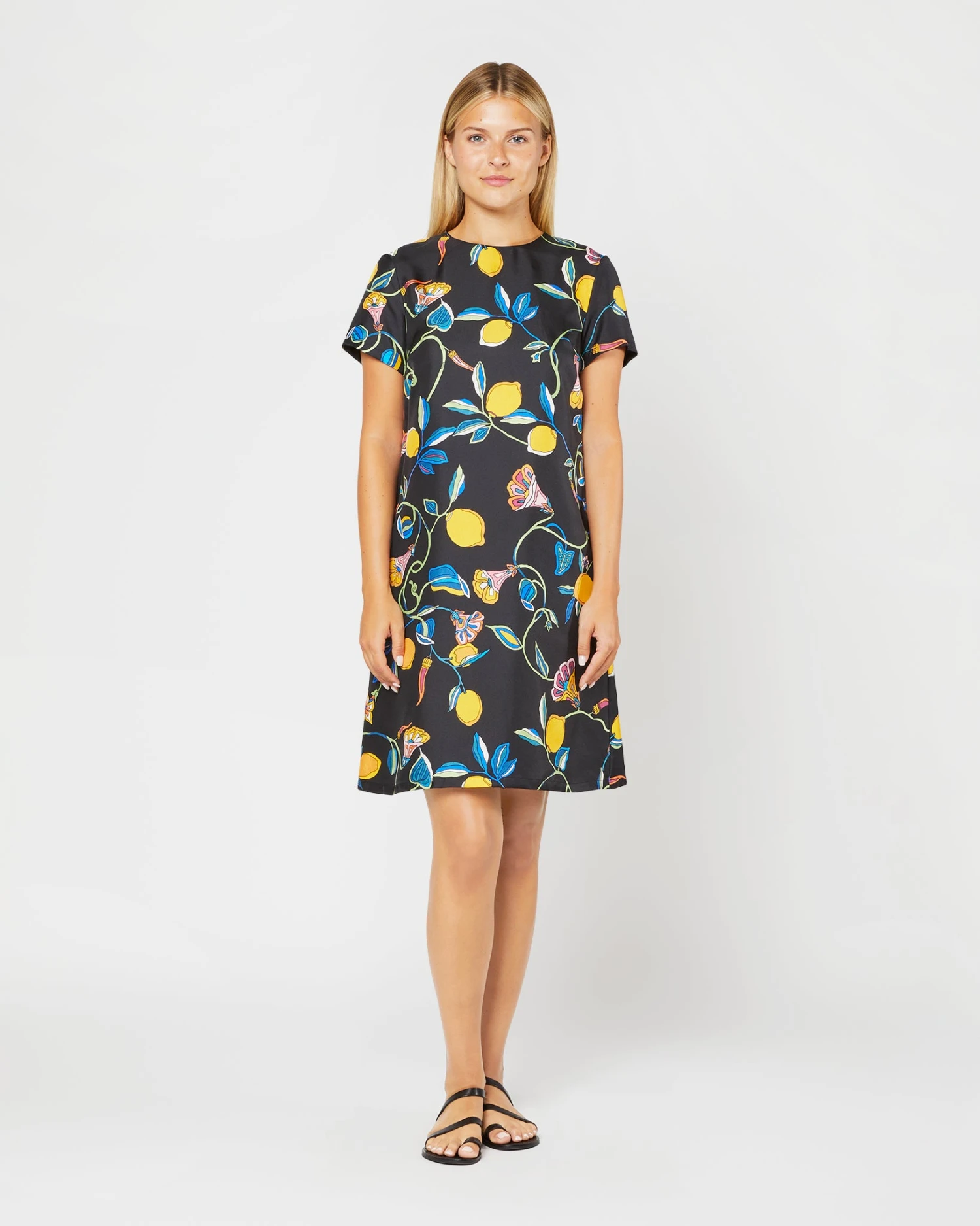 Mini Swing Dress In Borboni Twill Silk