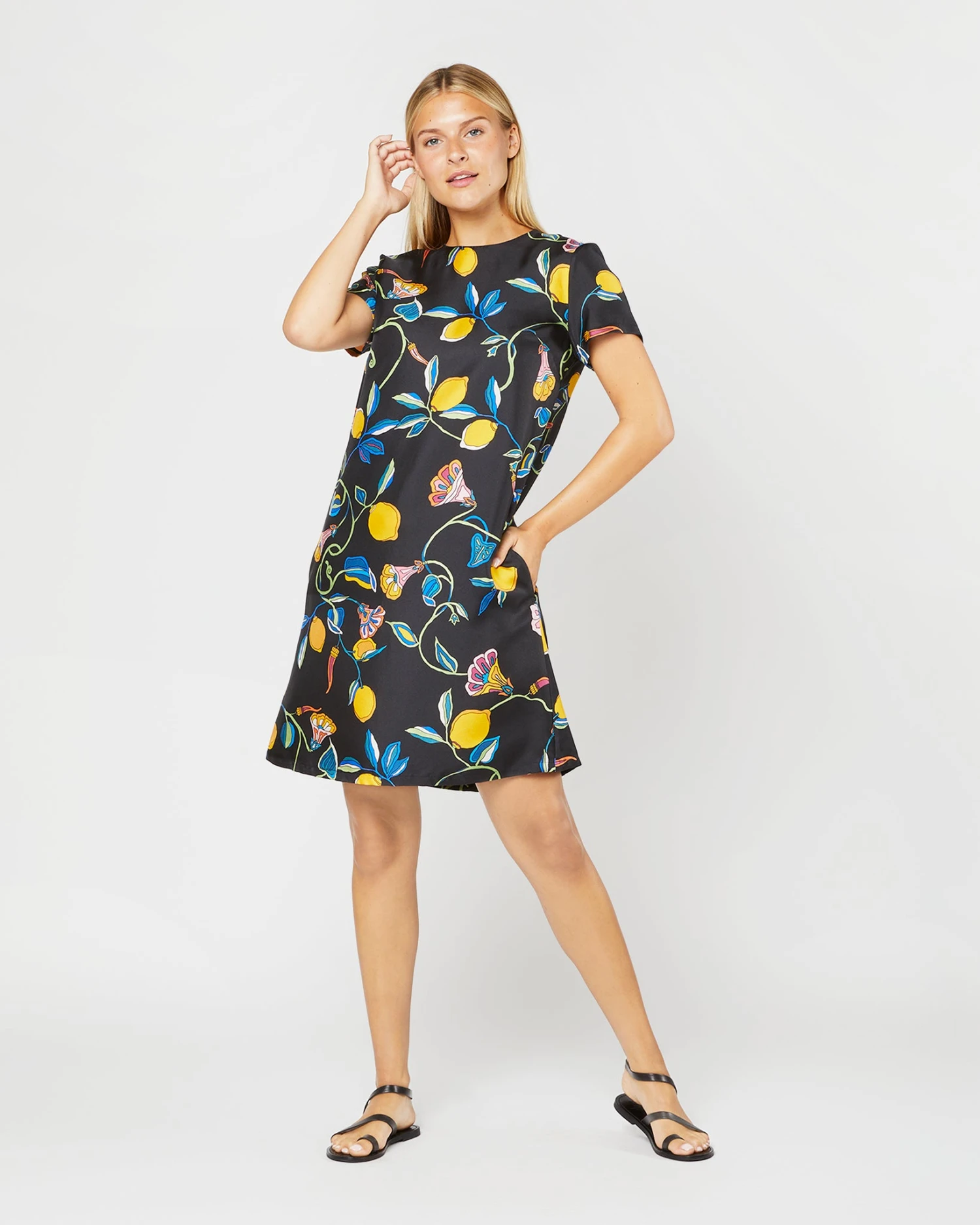 Mini Swing Dress In Borboni Twill Silk - Image 3