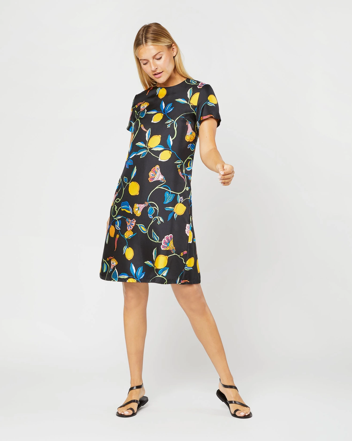 Mini Swing Dress In Borboni Twill Silk - Image 7