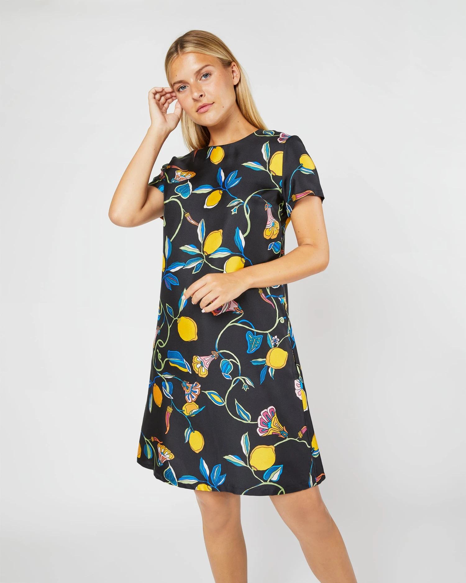 Mini Swing Dress In Borboni Twill Silk - Image 8