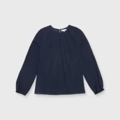 Alex Top In Navy Double Georgette Silk
