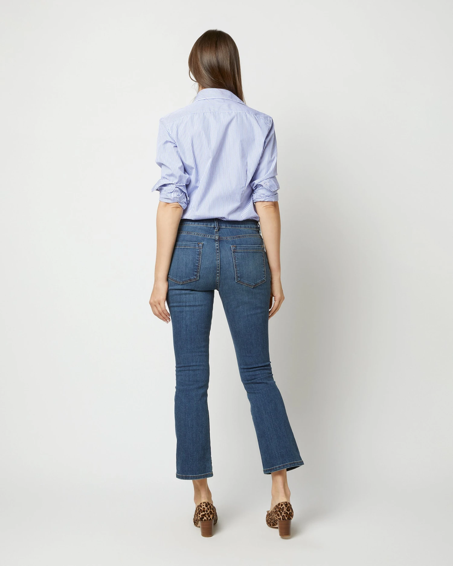 Flare Cropped 5-Pocket Jean In 5-Year Indigo Stretch Denim - Image 5