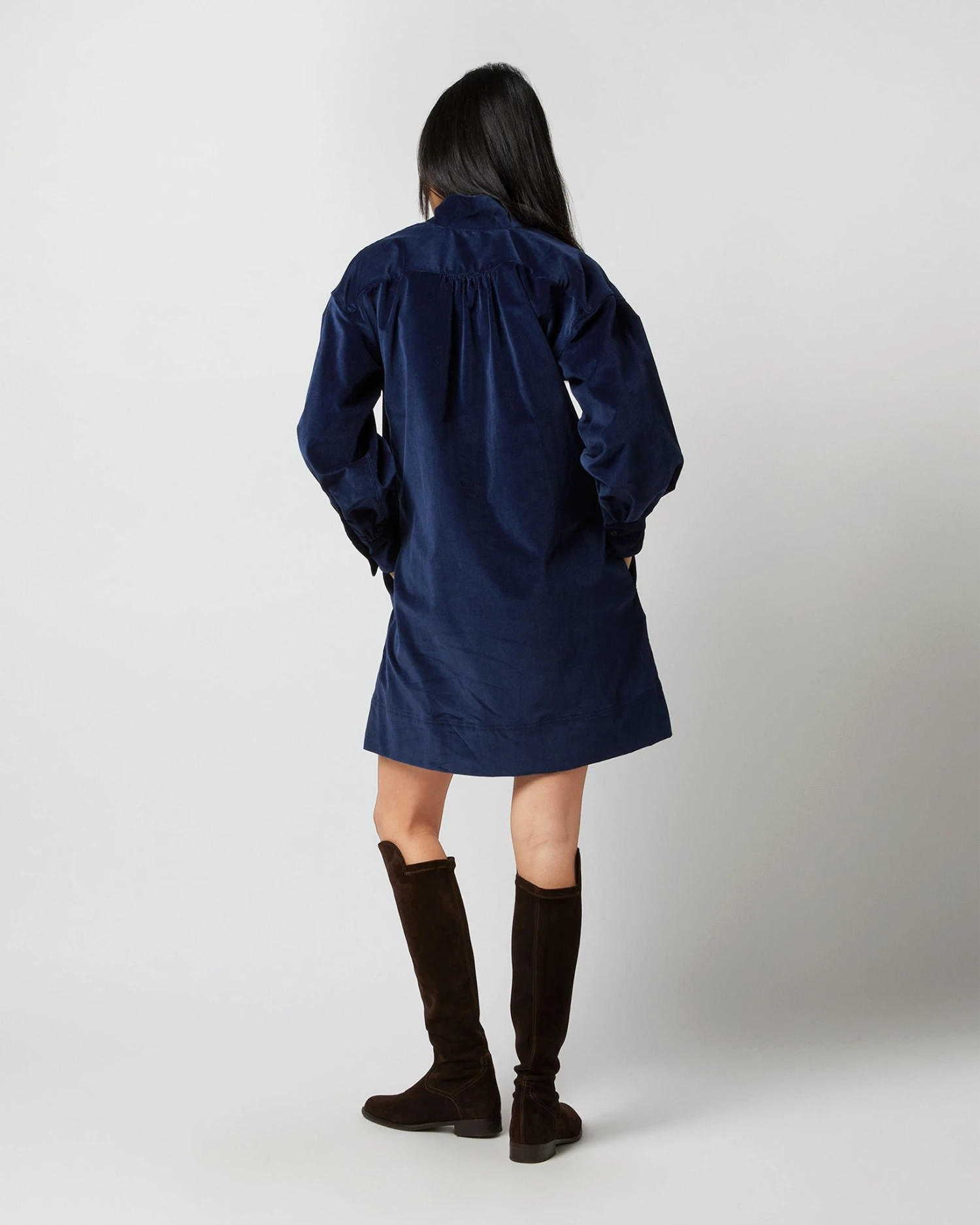 Anaya Popover Dress In Navy Stretch Cord - Image 4