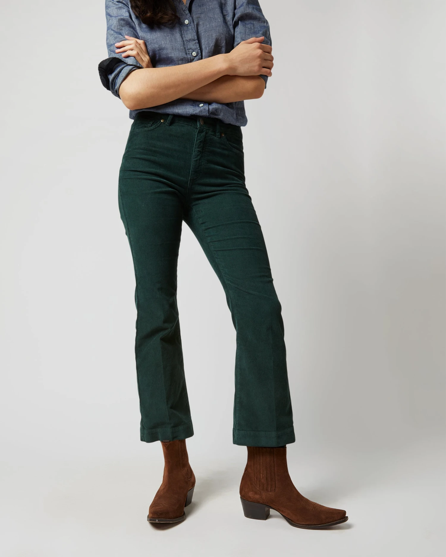 Kendall Flare 5-Pocket Pant In Hunter Stretch Cord - Image 7
