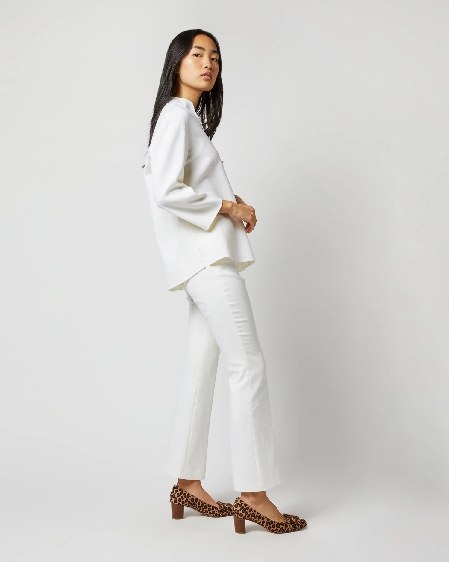 Camilla Top In Ivory Double-Weave Wool - Image 2