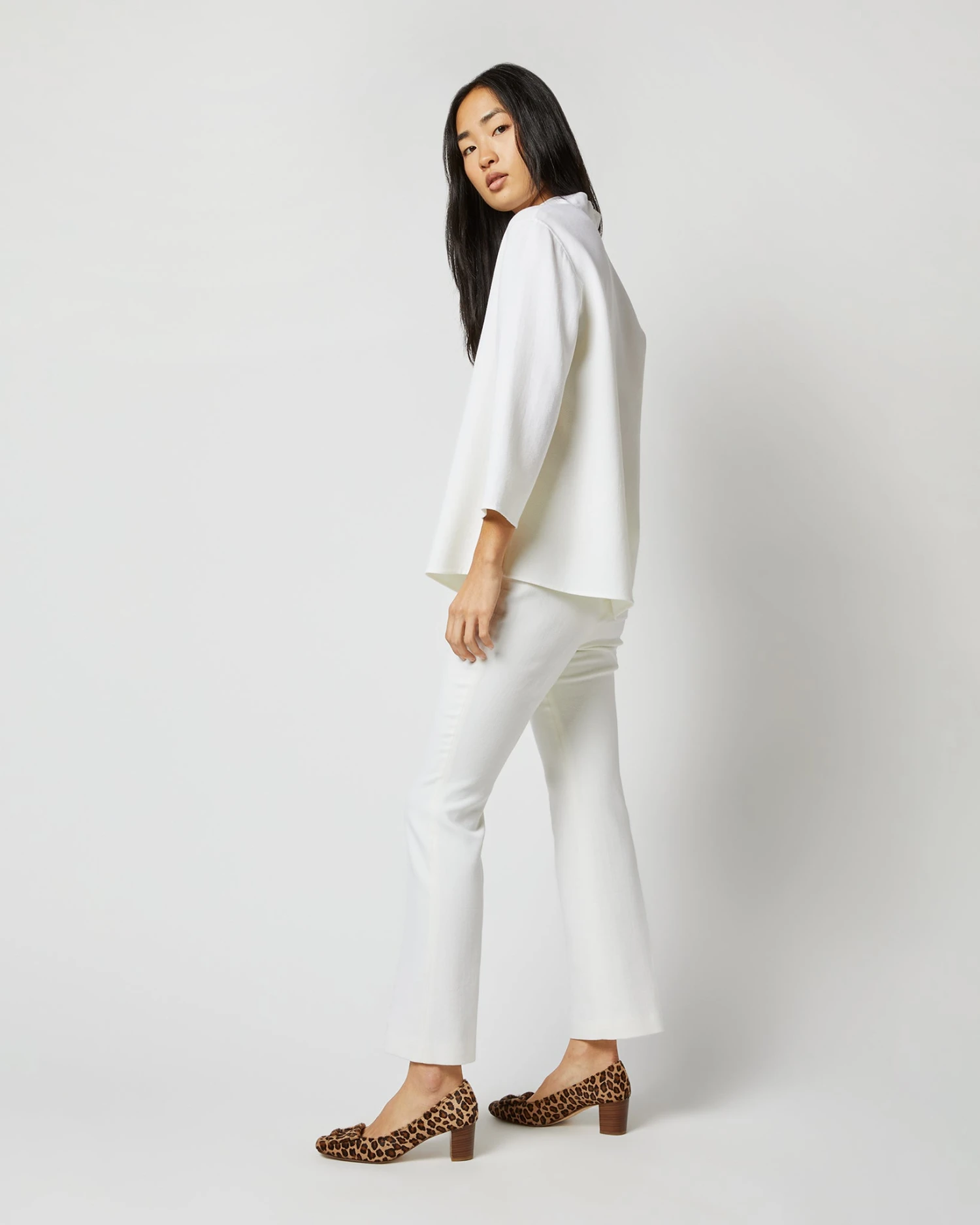 Camilla Top In Ivory Double-Weave Wool - Image 3