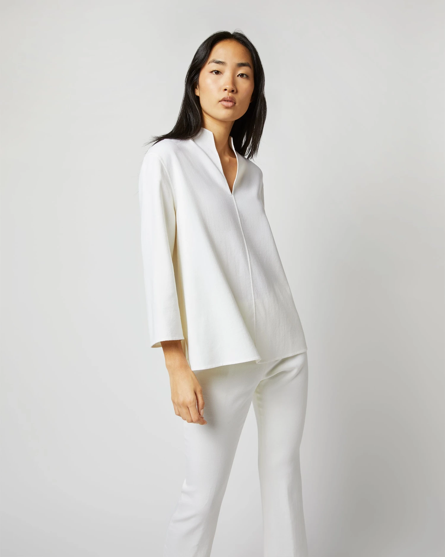 Camilla Top In Ivory Double-Weave Wool - Image 4