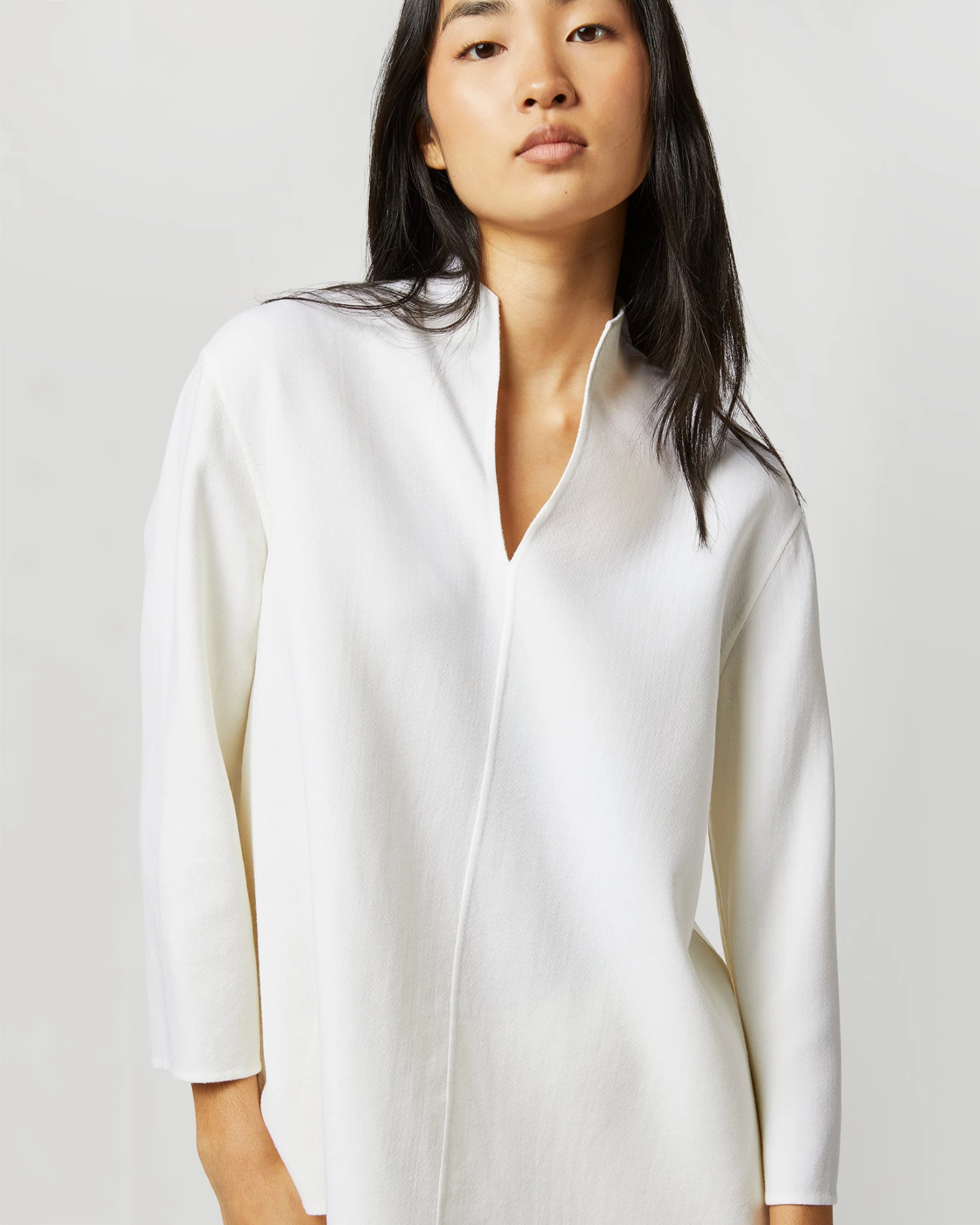 Camilla Top In Ivory Double-Weave Wool - Image 6