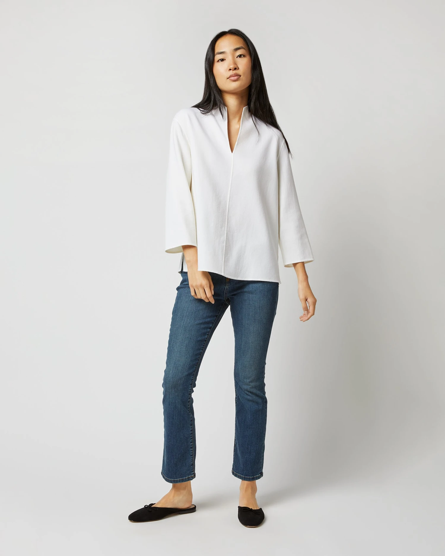 Camilla Top In Ivory Double-Weave Wool - Image 7