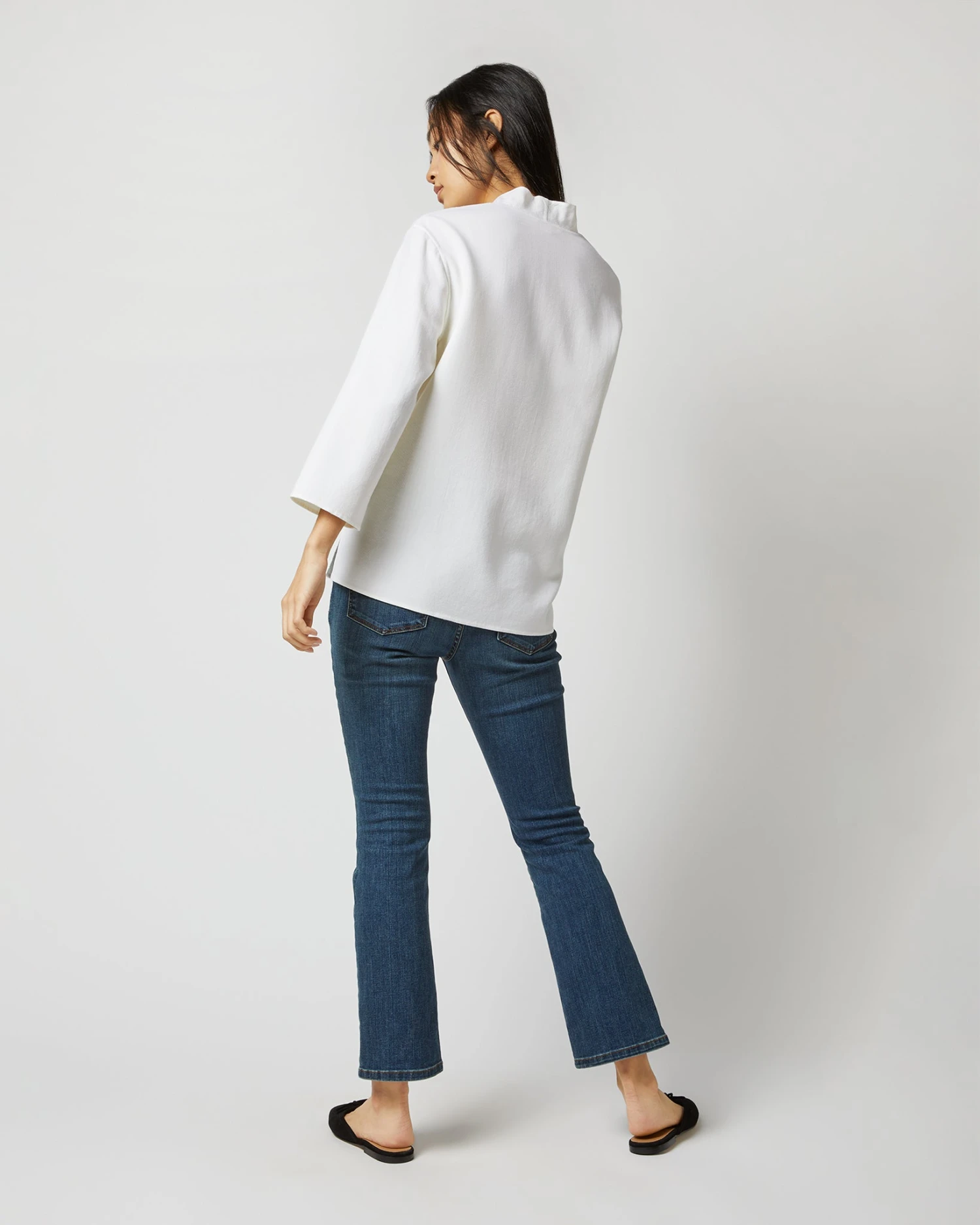 Camilla Top In Ivory Double-Weave Wool - Image 10