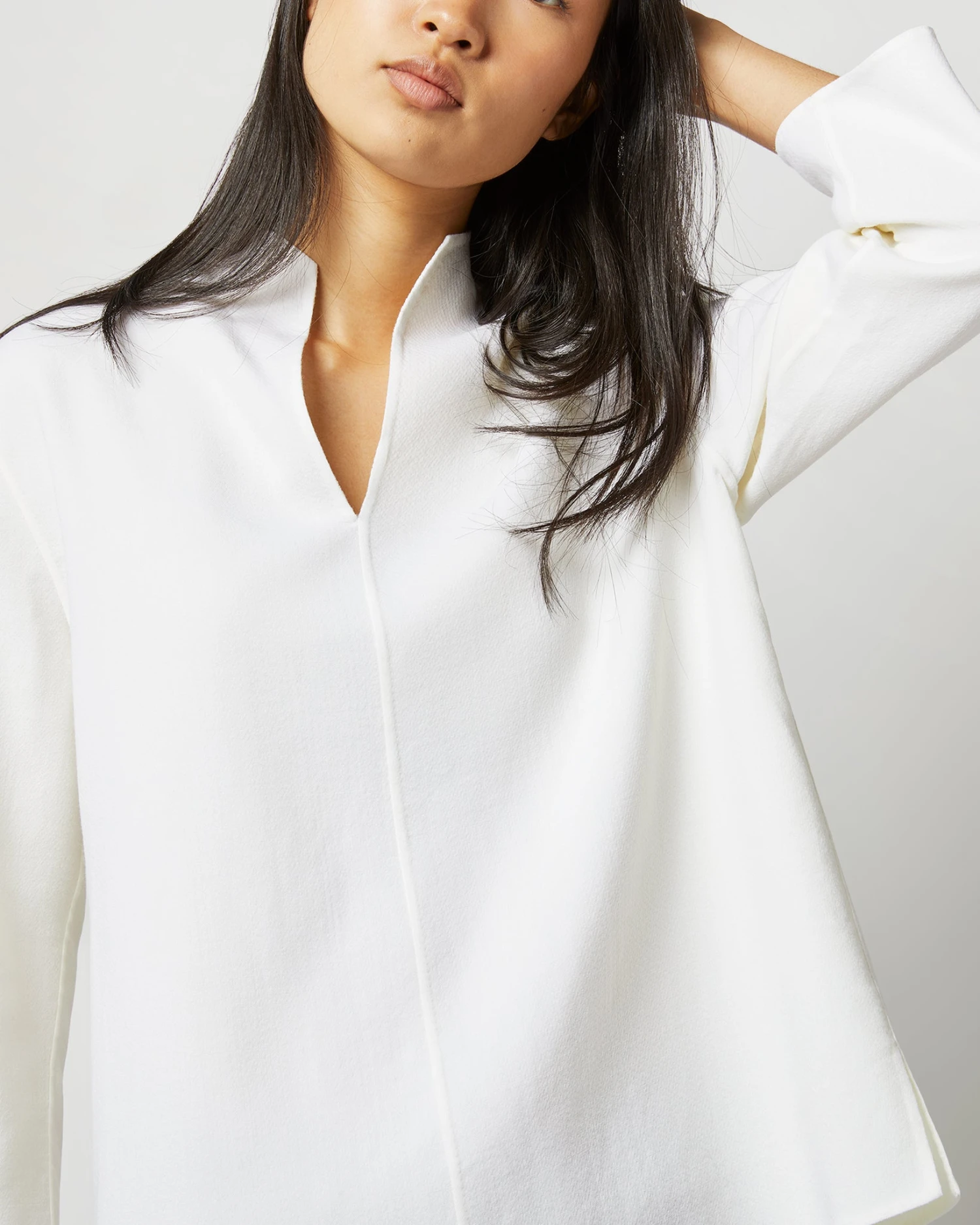 Camilla Top In Ivory Double-Weave Wool - Image 11