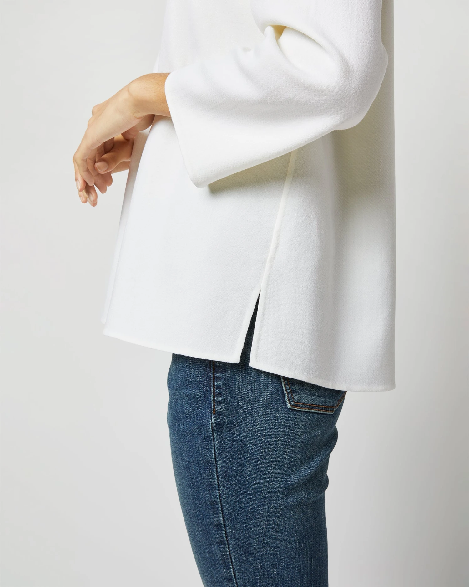 Camilla Top In Ivory Double-Weave Wool - Image 12