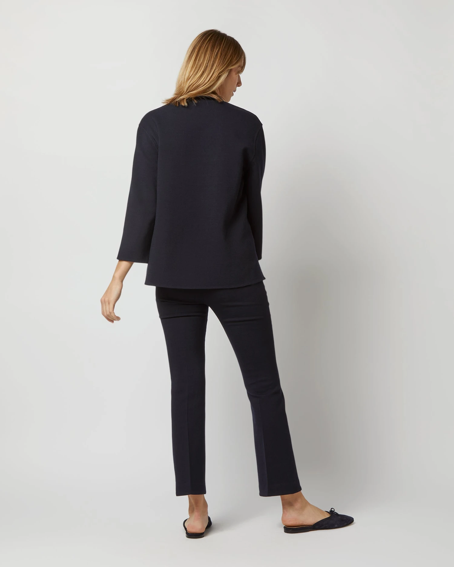 Camilla Top In Navy Double-Weave Wool - Image 5