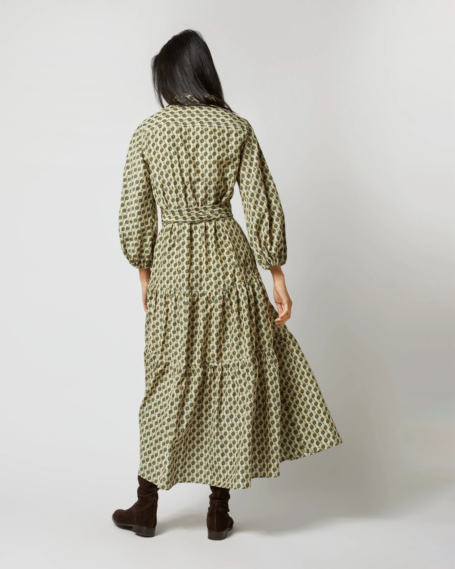 Isla Shirtdress In Ivory Multi Peacock Feathers Habotai - Image 8