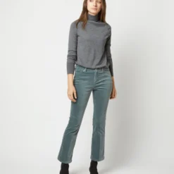 Flare Cropped 5-Pocket Jean In Lovat Stretch Velveteen
