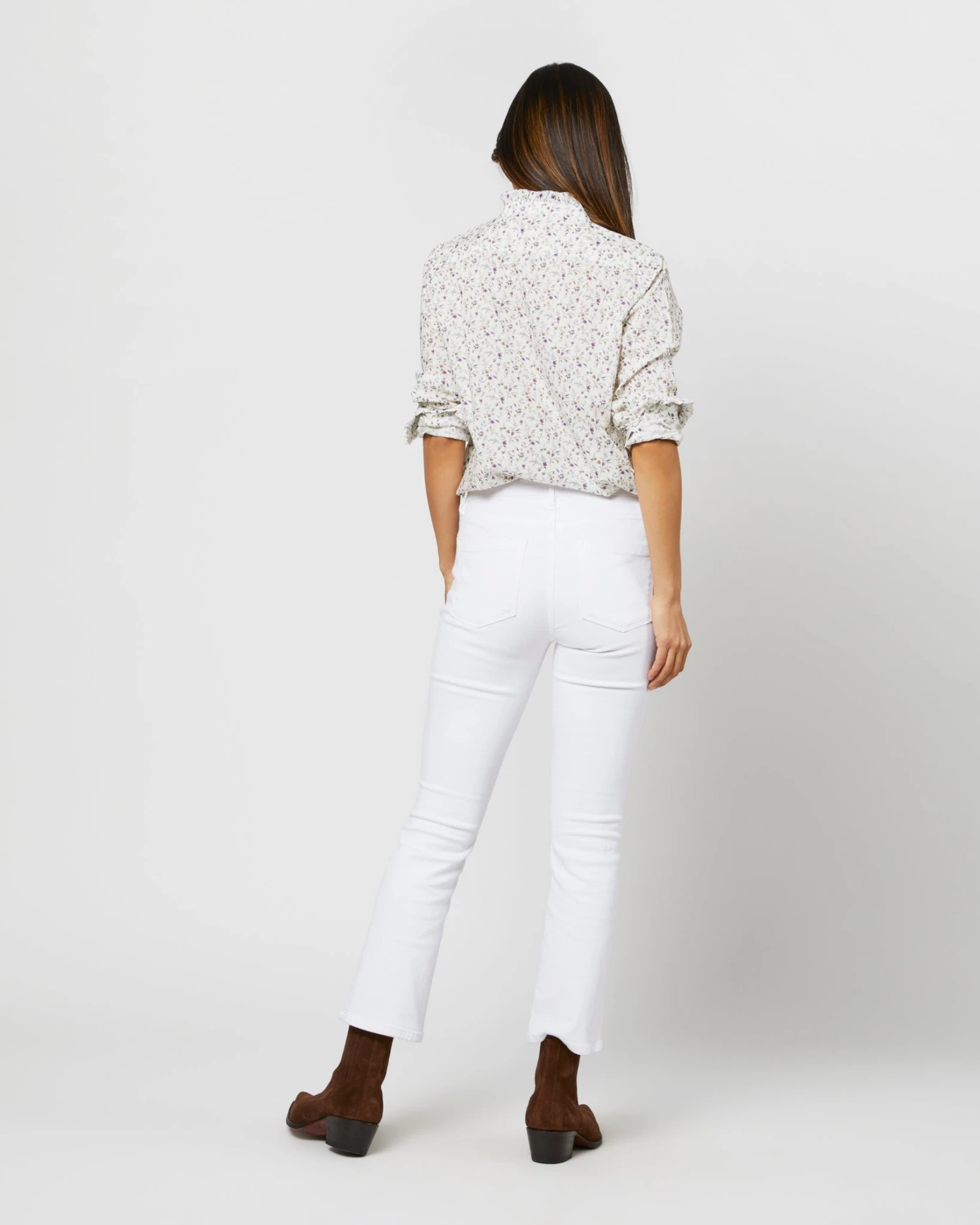 Frill Shirt In Ivory/Lavender Emma Victoria Liberty Fabric - Image 4