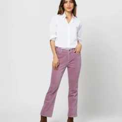 Flare Cropped 5-Pocket Jean In Lavender Stretch Velveteen